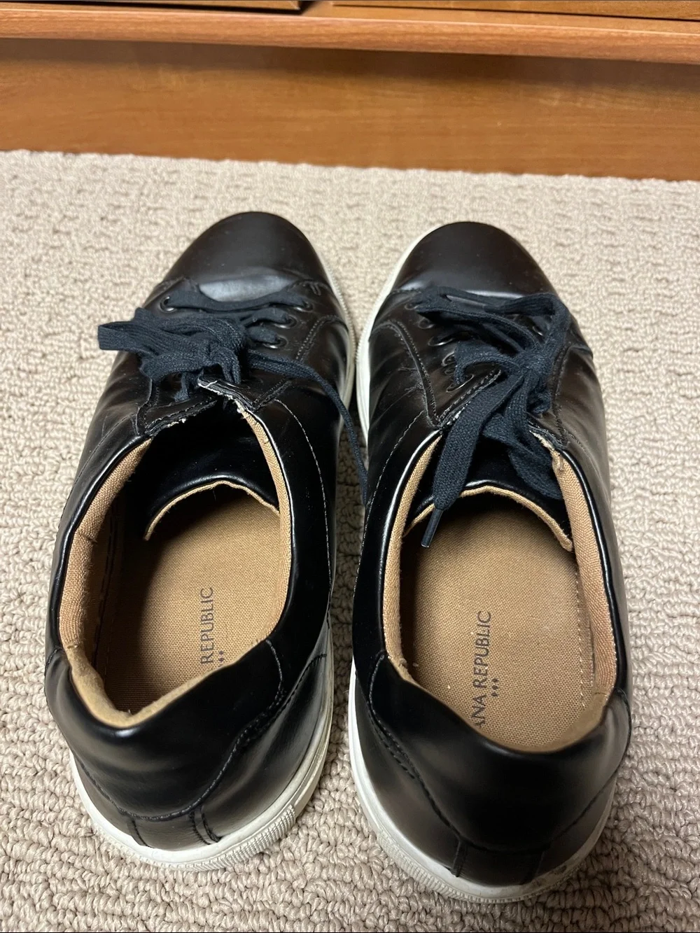 Banana Republic Black Leather Sneakers with White Soles